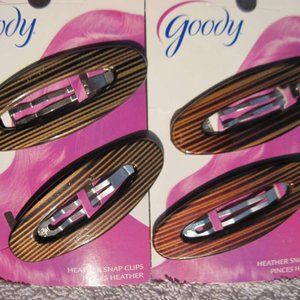 2 Goody Heather Black Brown Striped Tan Flexible Plastic Cover Metal Snap Clips